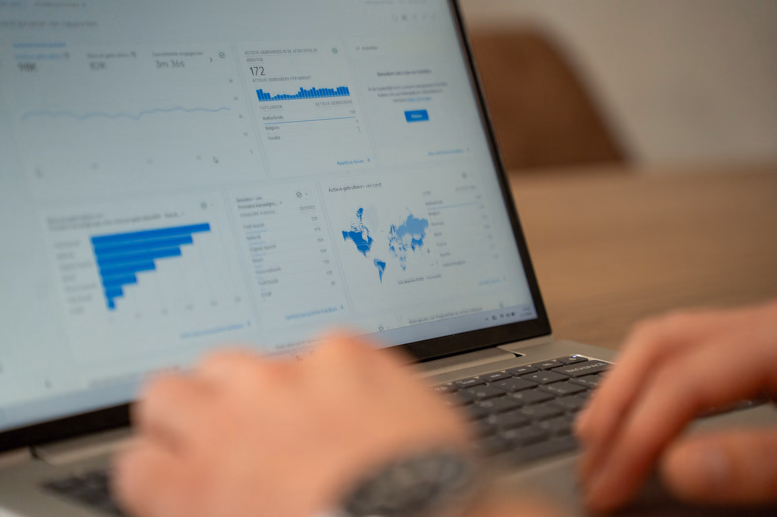 Analytics-rapportage op een laptopscherm